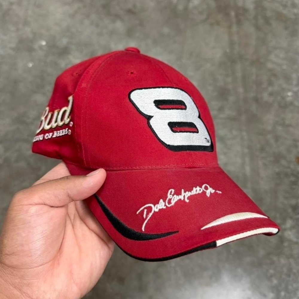 Vintage Y2K Competitors View Dale Earnhardt Jr. #8 Red Embroidered Budweiser Hat